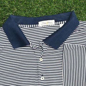 Men’s Peter Millar Double Mercerized Cotton Polo Shirt Size L Blue and White